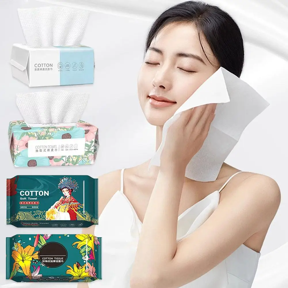 Soft Disposable Cotton Face Towel Pure Pearl Texture Facial Cleansing Wipes Dry Wet Use Makeup Remover Washcloth Home Travel