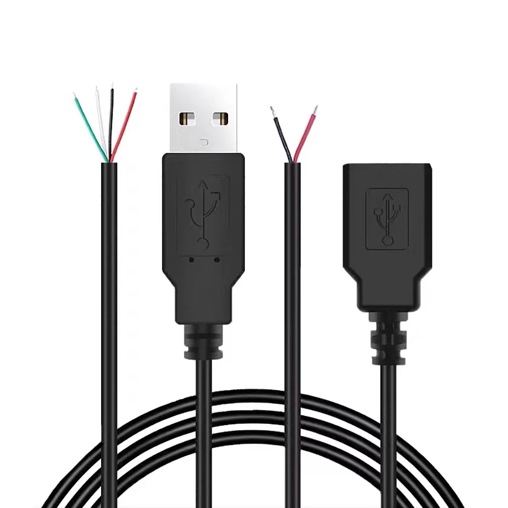 2PCS 5V USB 2.0 2 Pin 2 Wire diy usb Male Jack Connector Cable Power Charge Extension Cable Cord 0.3m/1m Connector Adapter