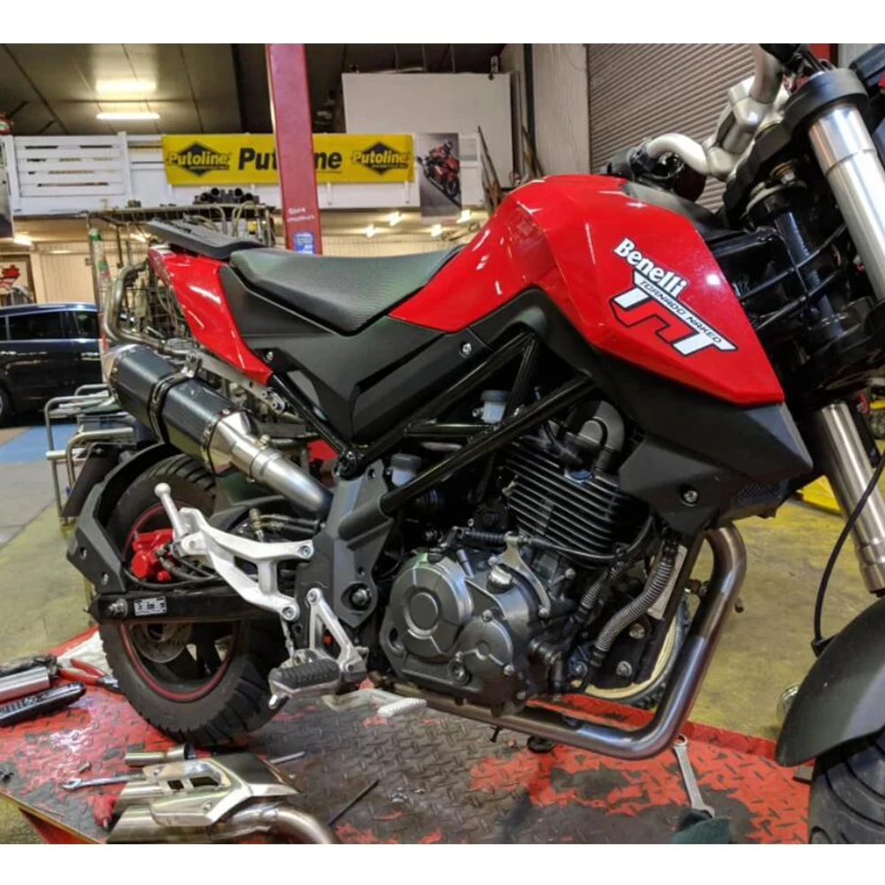 TNT135 FULL SYSTEM EXHAUST FOR BENELLI TNT 125 135 MOTOCYCLE EXHAUST MUFFLER FRONT PIPE TUBE TNT135 MOTORCYCLE EXHAUST
