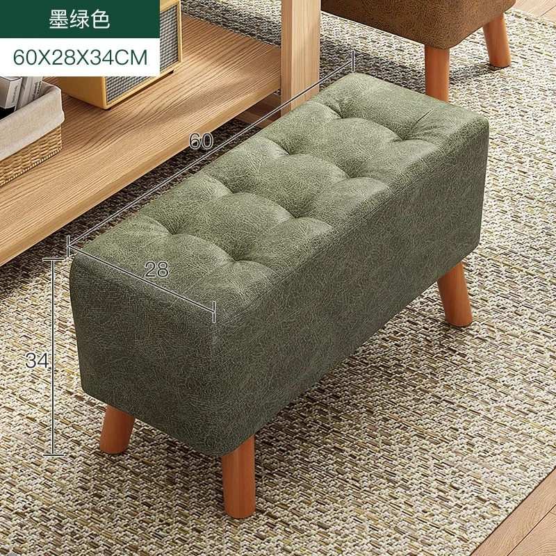 Wood Stool Household Small Bench Lazy Sofa Square Stool Small Chair Fabric Footstool Living Room Sitting Pier Benches image 2