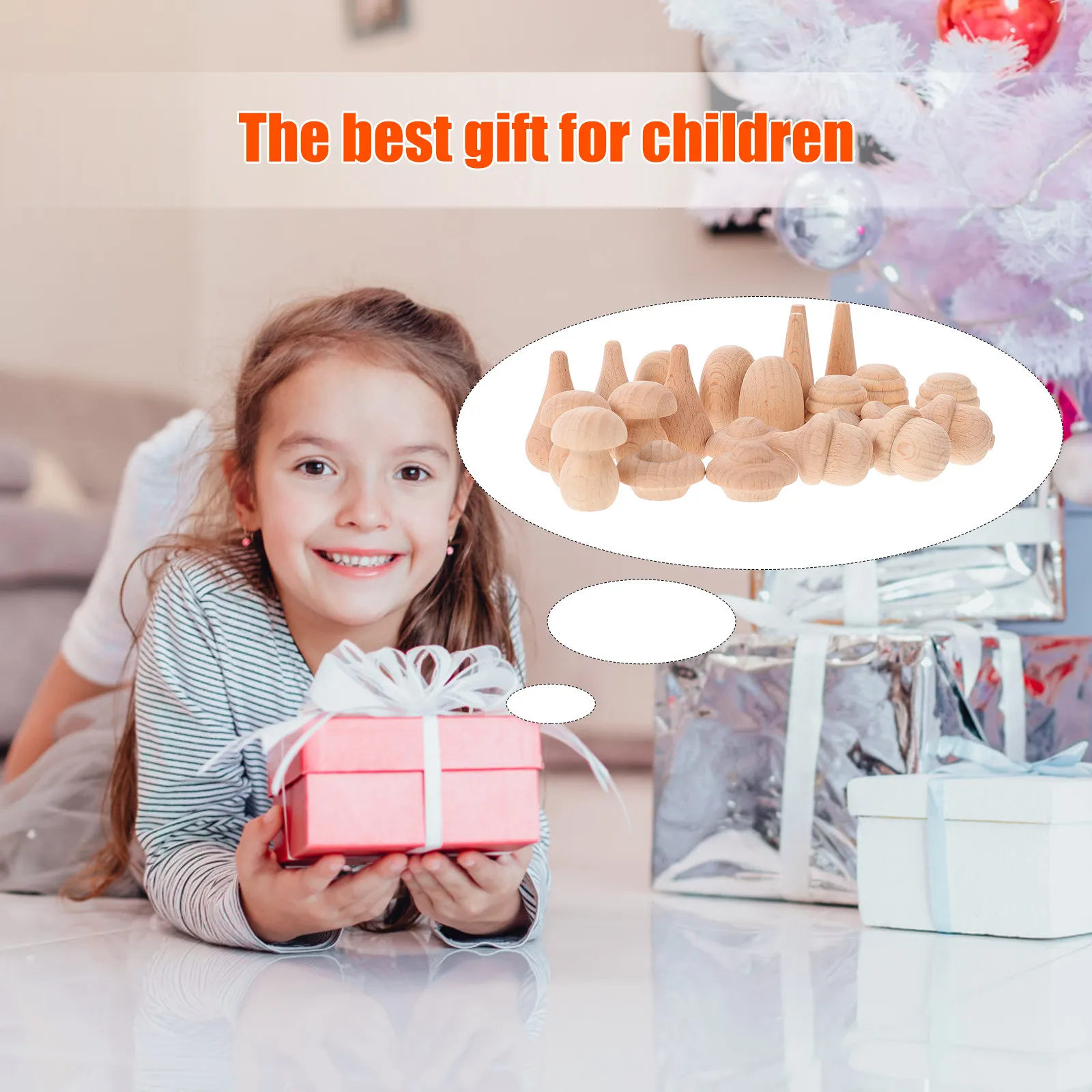 

Набор для творчества из 24 заготовок из неокрашенного дерева: развивающие художественные принадлежности для детей, блоки для рисования и конструирования