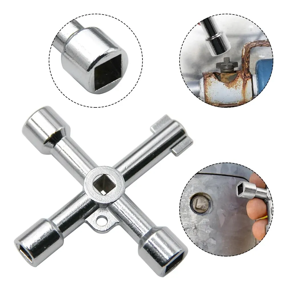 Universal Multifunctional 4-Way Cross Triangle Wrench Key Alloy Triangle for Train Electrical Elevator Cabinet Valve