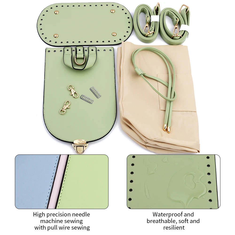 5Pcs PU Leather Bag Strap Handmade Backpack Woven Set High Quality Bag Bottom With Hardware Accessories For DIY Shoulder Handbag