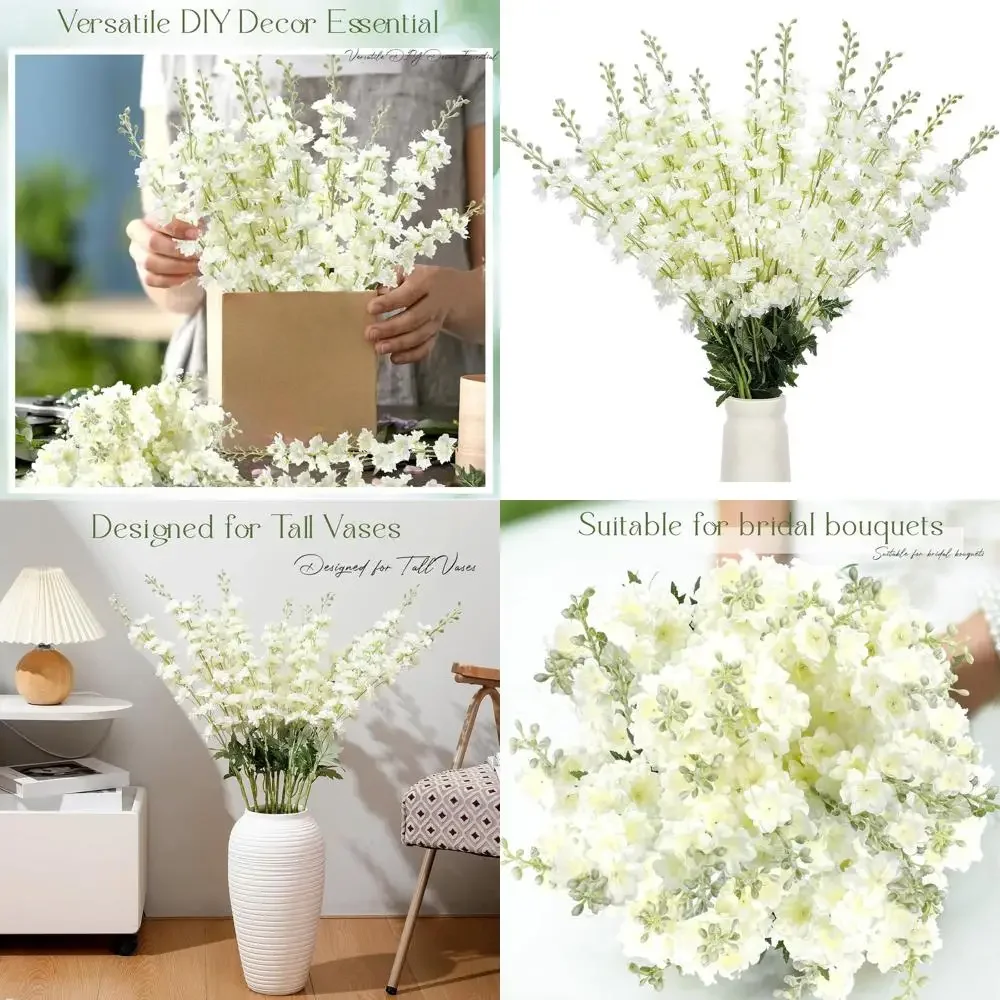 

12 шт. искусственные цветы дельфинима, 33,5-дюймовый длинный стебель, реалистичный искусственный шелковый цветок, искусственный вид, настоящий букет для высокой вазы, сделай сам, свадьба