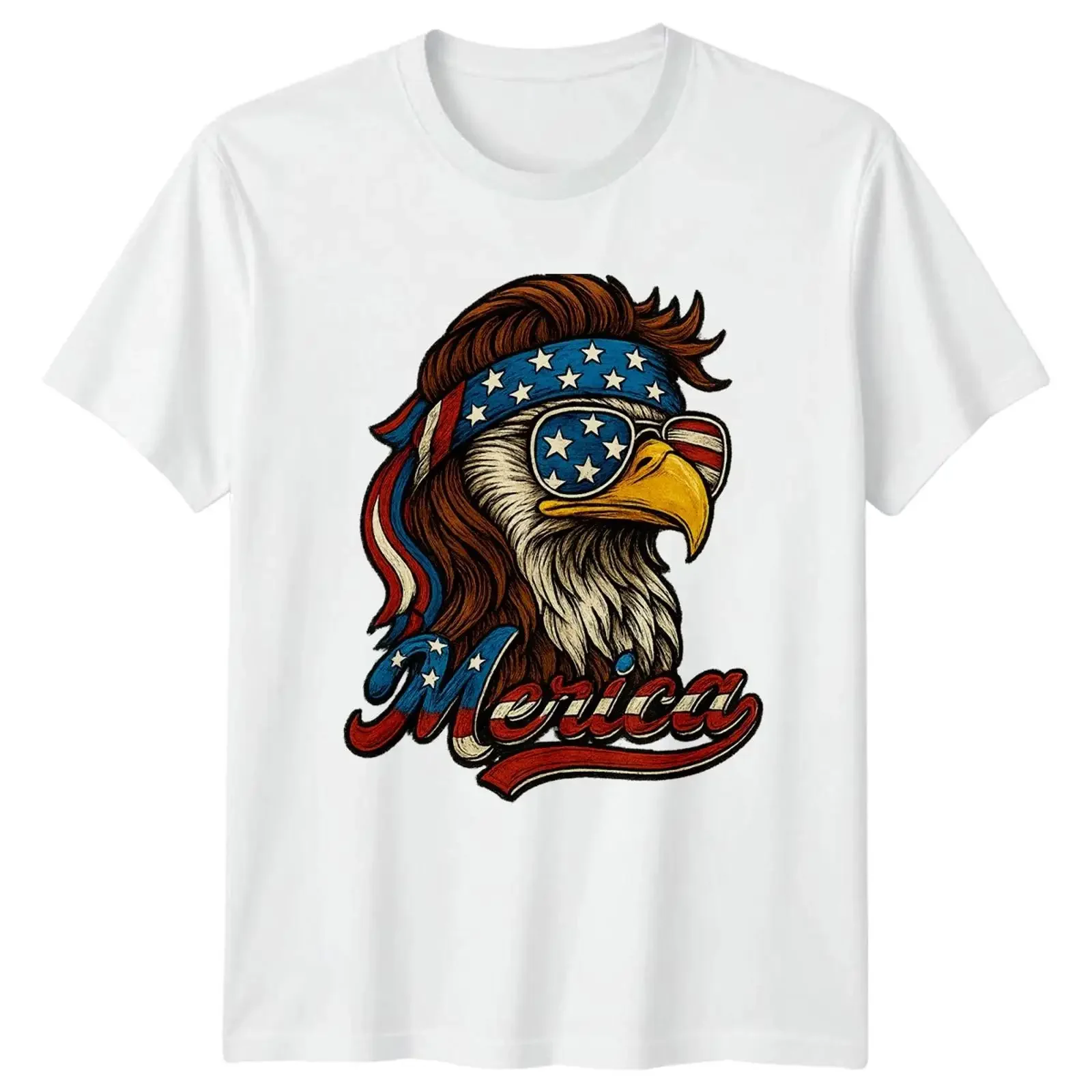Merica Eagle Patriotism American Heritage Men's T Shirt Women's Top vintage Washed Breathable graphic fashion streetwear Casual