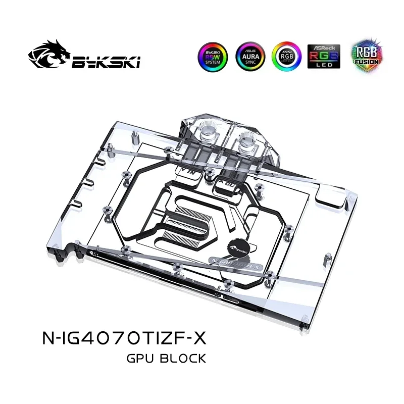 Bykski-bloque de agua para GeForce RTX 4070 Ti Battle AX, tarjeta GPU/radiador de refrigeración de cobre, RGB AURA/ N-IG4070TIZF-X