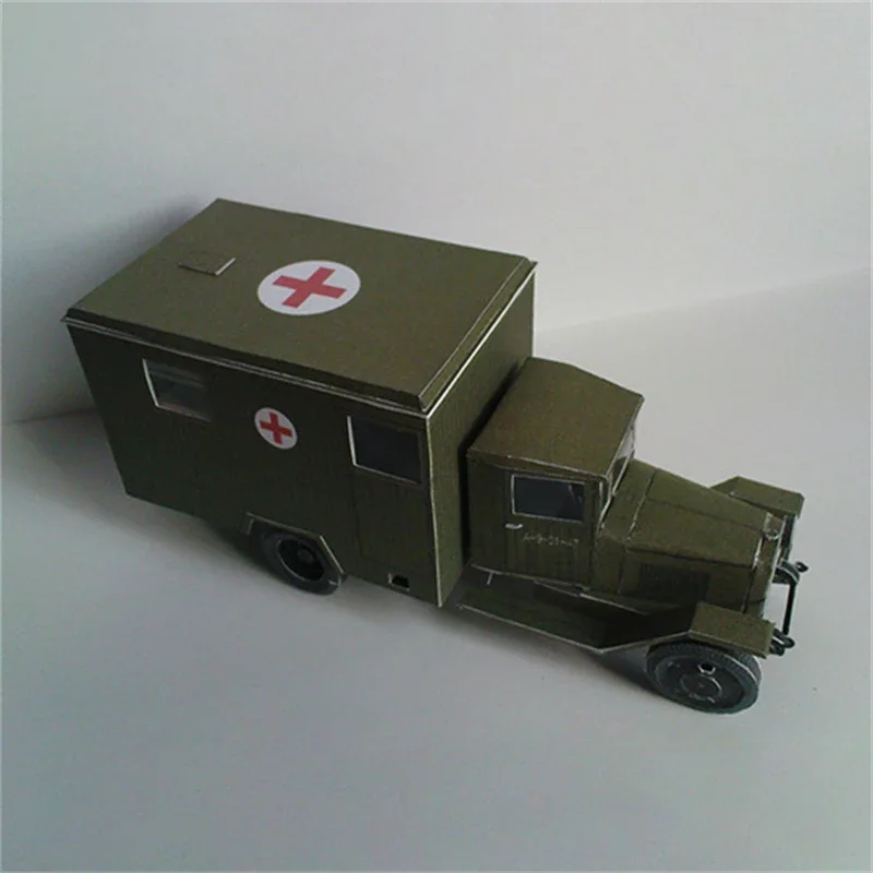 1:43 Scale WW II Soviet Zis-44 Battlefield Ambulance Army Truck Model DIY 3D Paper Card Building Sets Military Model Toys
