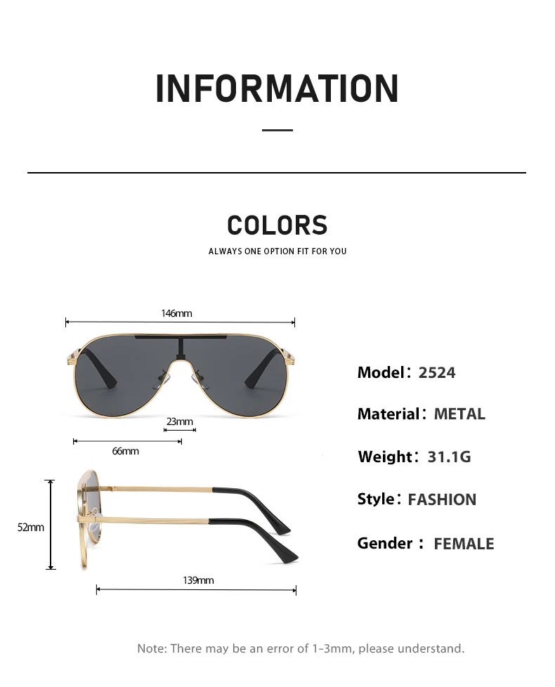 Vollformat-Pilotensonnenbrille im neuen Stil mit großen Rahmen, modische, trendige Metallsonnenbrille, personalisierte Sonnenbrille 2524 – Detail 6
