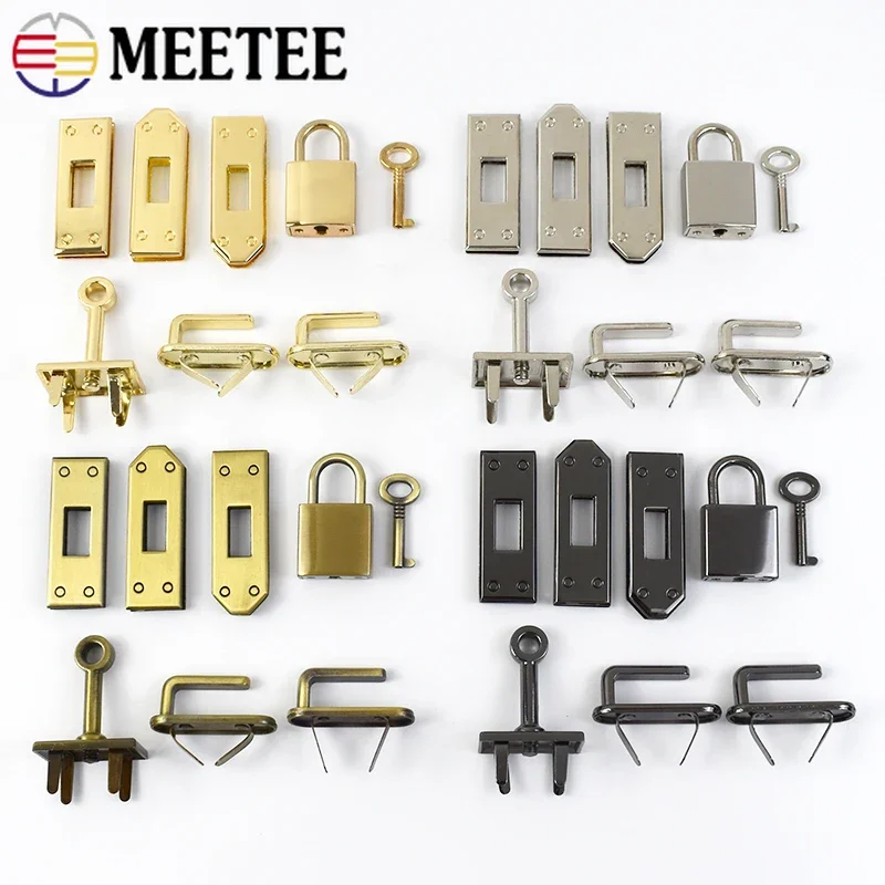 1Set(7Pcs)/2/3Sets Meetee 45mm Metal Rectangle Eyelets Locks Women\'s Handbag Twist Lock Closure Buckles Hardware Accessories