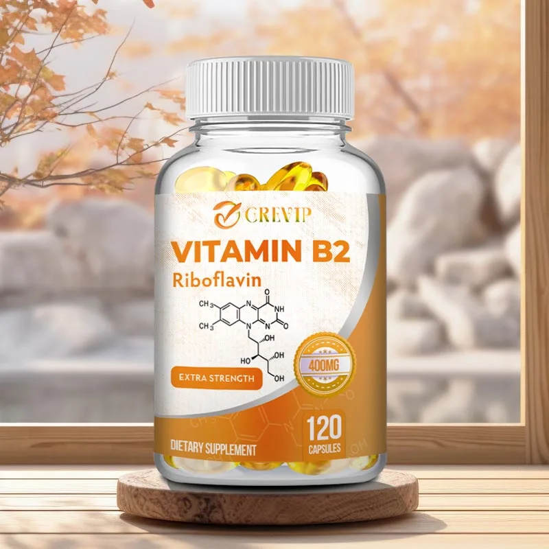 Vitamin B2 (Riboflavin) 400mg - Natural Energy Booster, Nervous System Health, Gluten Free and Non-GMO