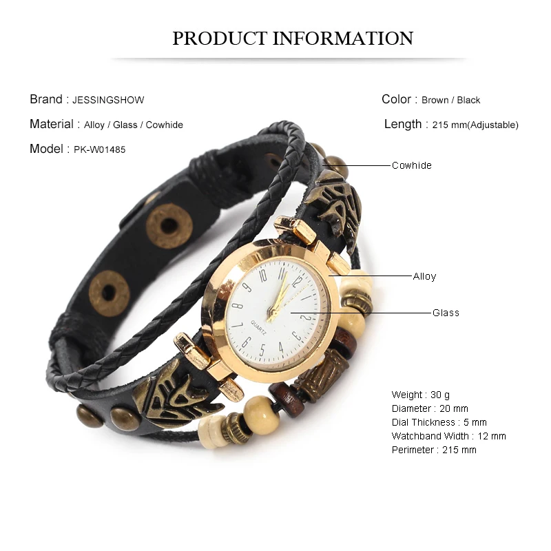 Vintage Leather Quartz Watch Hip Hop Punk Unisex Wristwatch Cowhide Bracelet for Men Women Streetwear Accessories