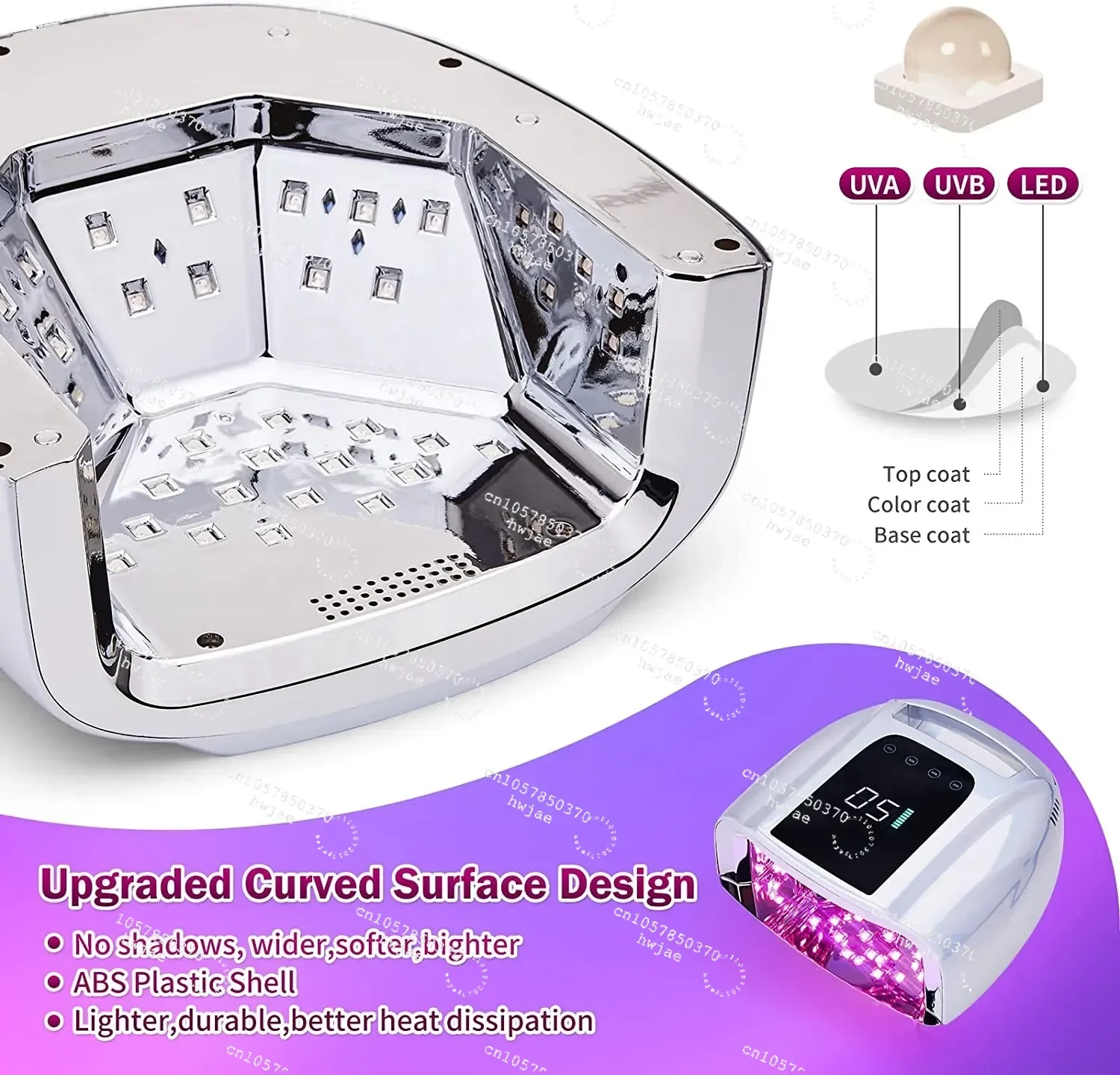 96W Mirror Reflective Nail Lamp with Metal Pad Rechargeable Cordless Wireless UV LED Manicure Dryer