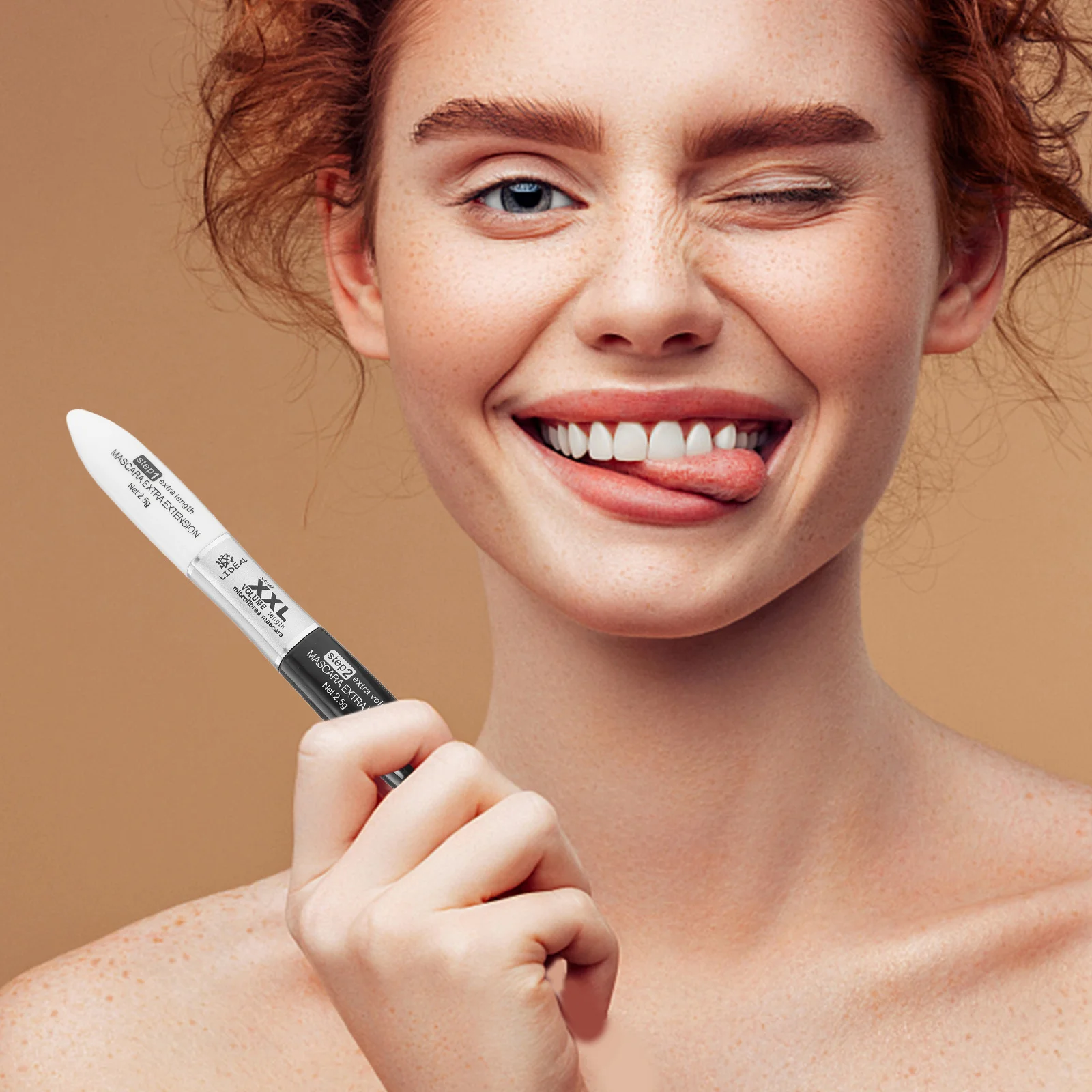 1Pcs Waterproof Lengthening Mascara Cream with Eyelash Fibers Buildable Volume Ideal for Party Wedding Cosplay