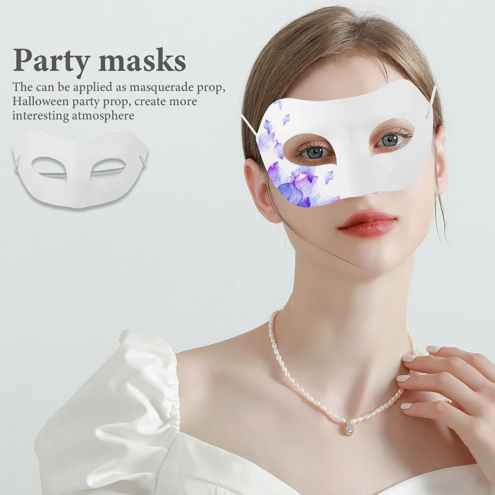 10 Pcs Fall Decor for Kitchen DIY Hand Painted Mask Masquerade Party White Halloween Cardboard Blank Masks Women Child