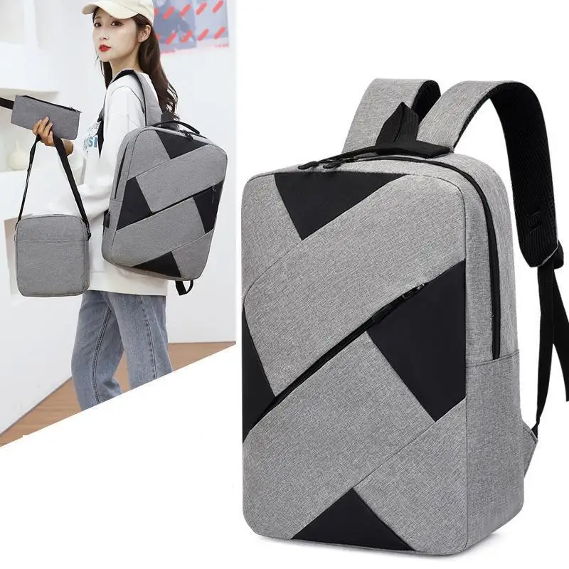 New Men\'s Backpack Fashion Leisure Computer Bag Korean Version Of Travel Bag Three-piece Set School Bags For Teenage Girls