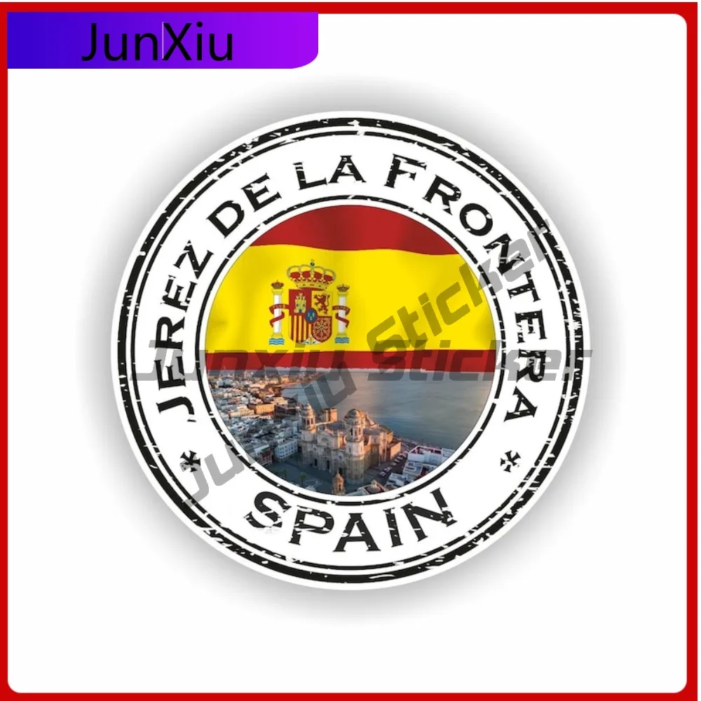 

Jerez de la Funny Truck Weatherproof Accessory Frontera Sticker Spain Seal Badge Round Laptop Cool Motorcycle Anti Scratch
