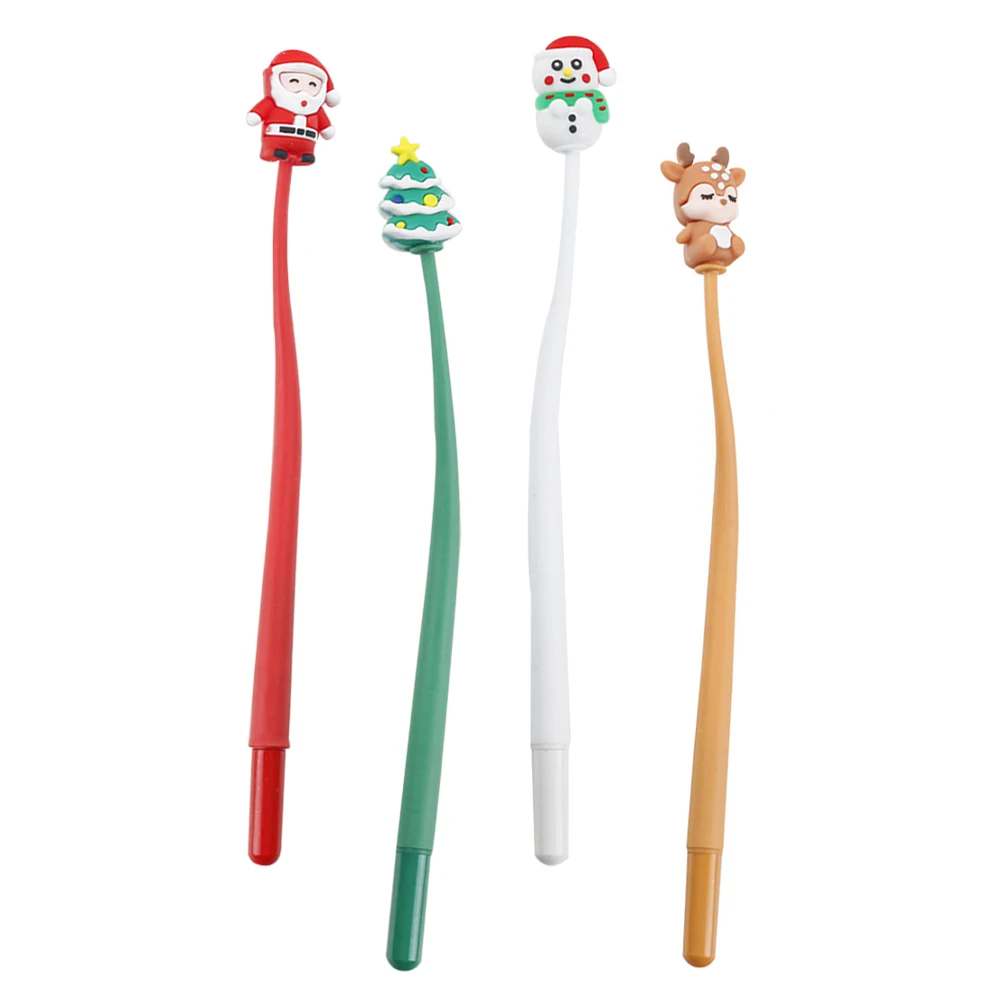 

4Pcs Christmas Cartoon Gel Pen Cute Silicone Smooth Writing Pens Holiday Stationery Students Kids Office Supplies