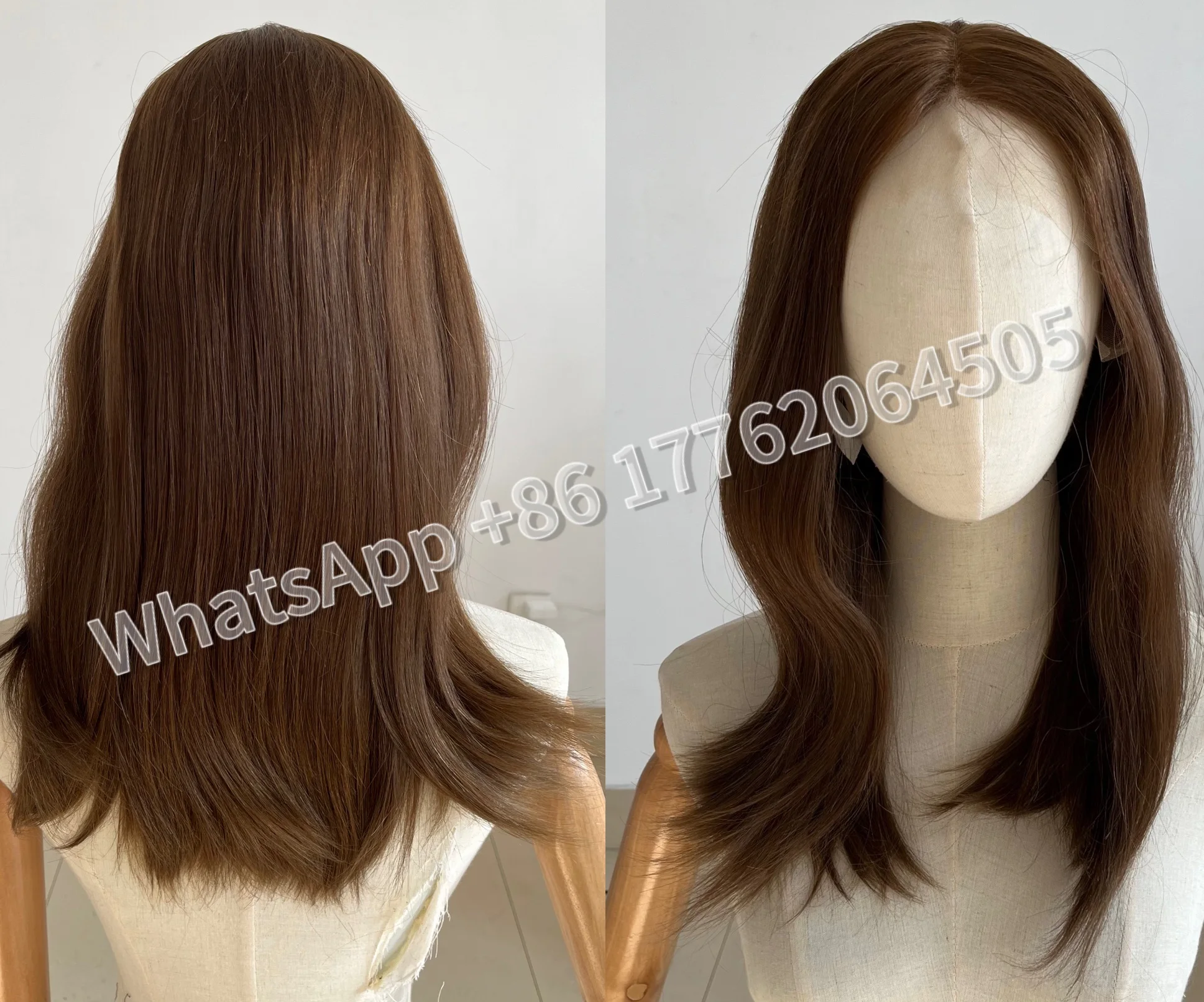 

Swiss Lace Unprocessed European Hair Natural One Color #6 Lace Top Wig Jewish Kosher Wig Lasting