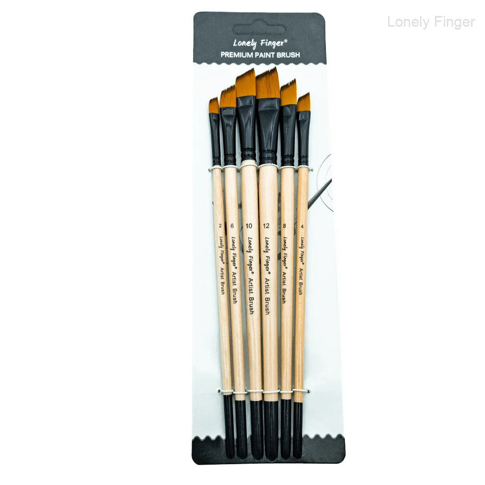 

Набор кистей для рисования под углом, 6 шт., синтетическая нейлоновая щетина высшего качества, гибкая для детализации и краев, подходит для Wa