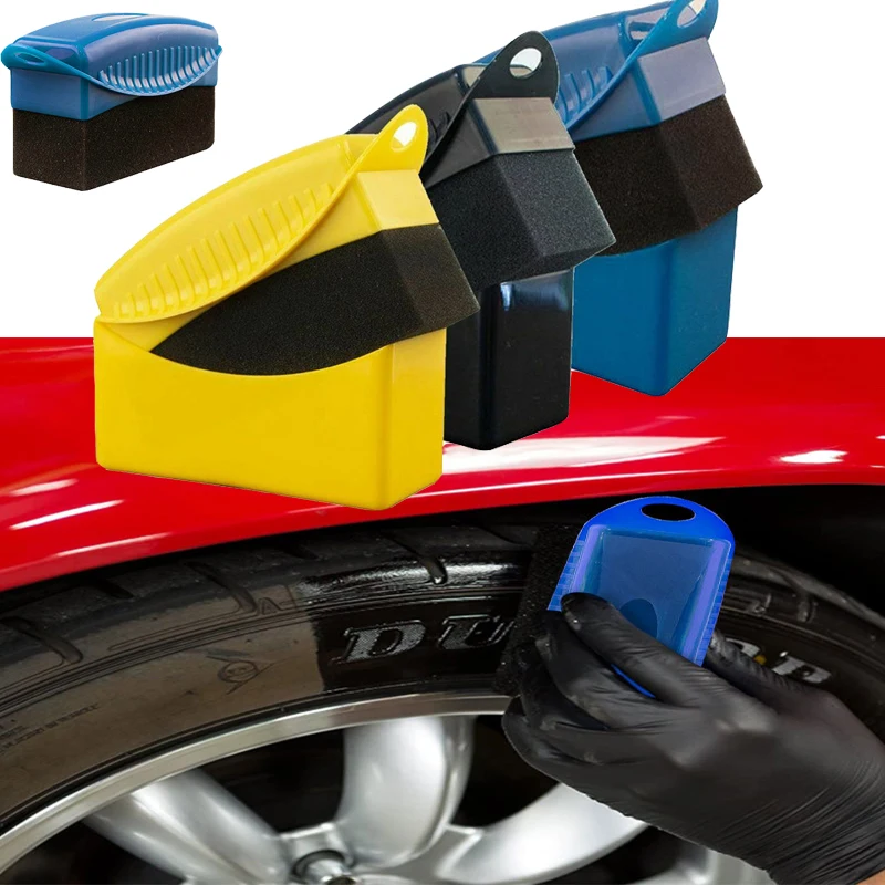 

Car Wheel Polishing Waxing Sponge Brush With Cover ABS Washing Cleaning Tire Contour Dressing Applicator Pads detailing tools