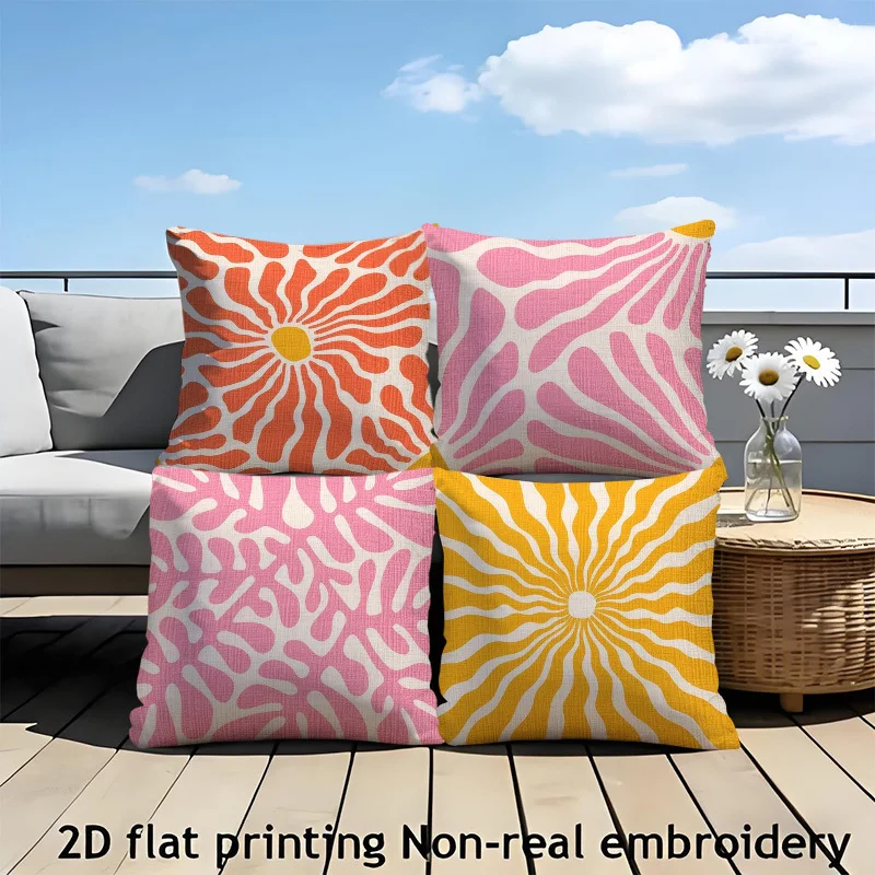 Set of 4 Throw Pillow Covers Boho Floral Tropical Print Cushion Case Decorative Beach Resort Indoor Home Decor