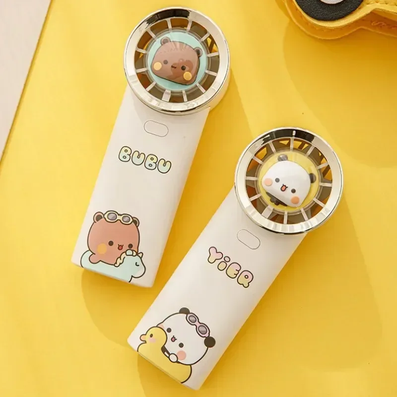 2024 Kawaii Yier Bubu Bear Handheld Fan Anime Figure Mini Portable Cute Usb Charge Creative Pendant  Decor Girlfriend Gift