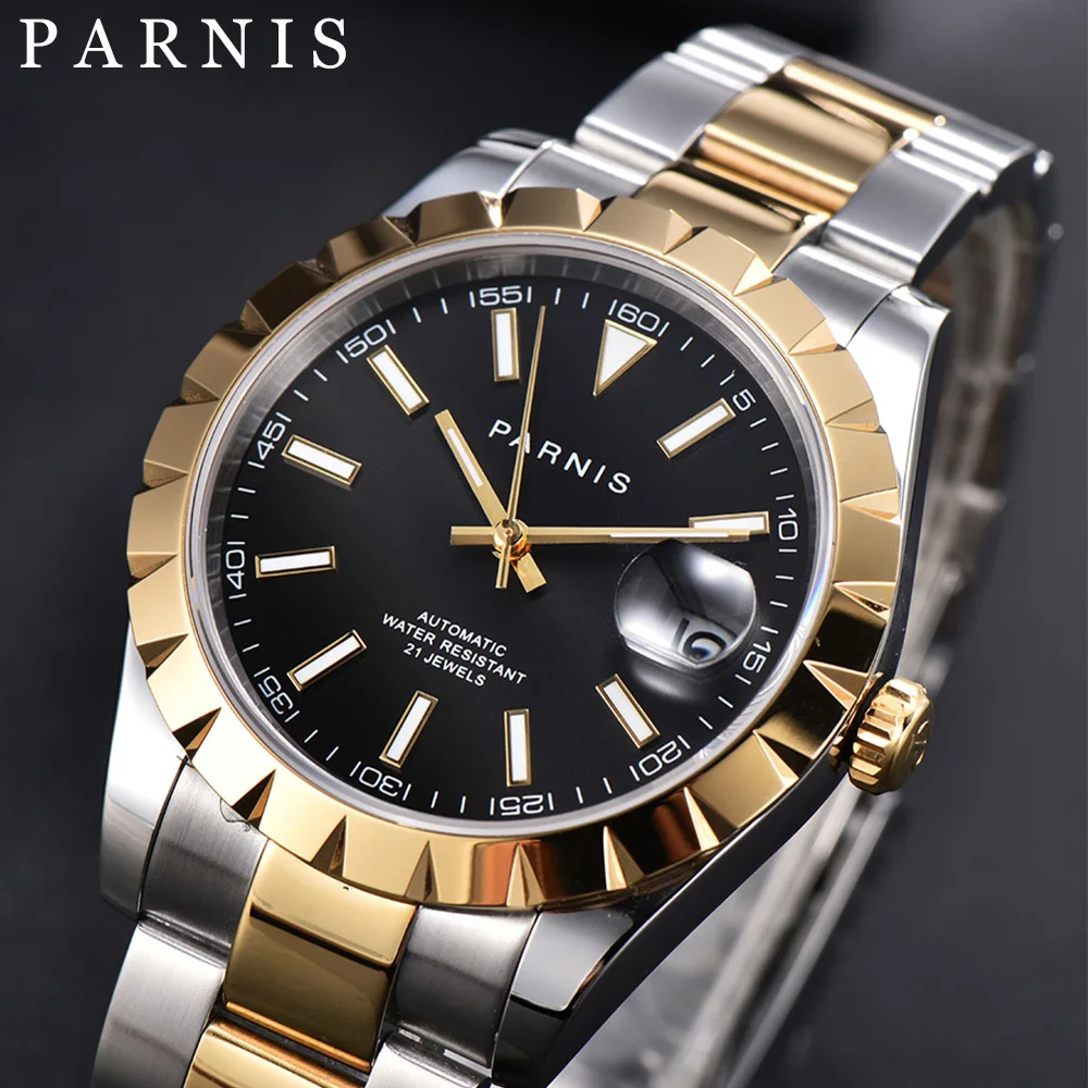 

Parnis 39.5mm Miyota Automatic Men's Wristwatch Stainless Bracelet Luminous Marker