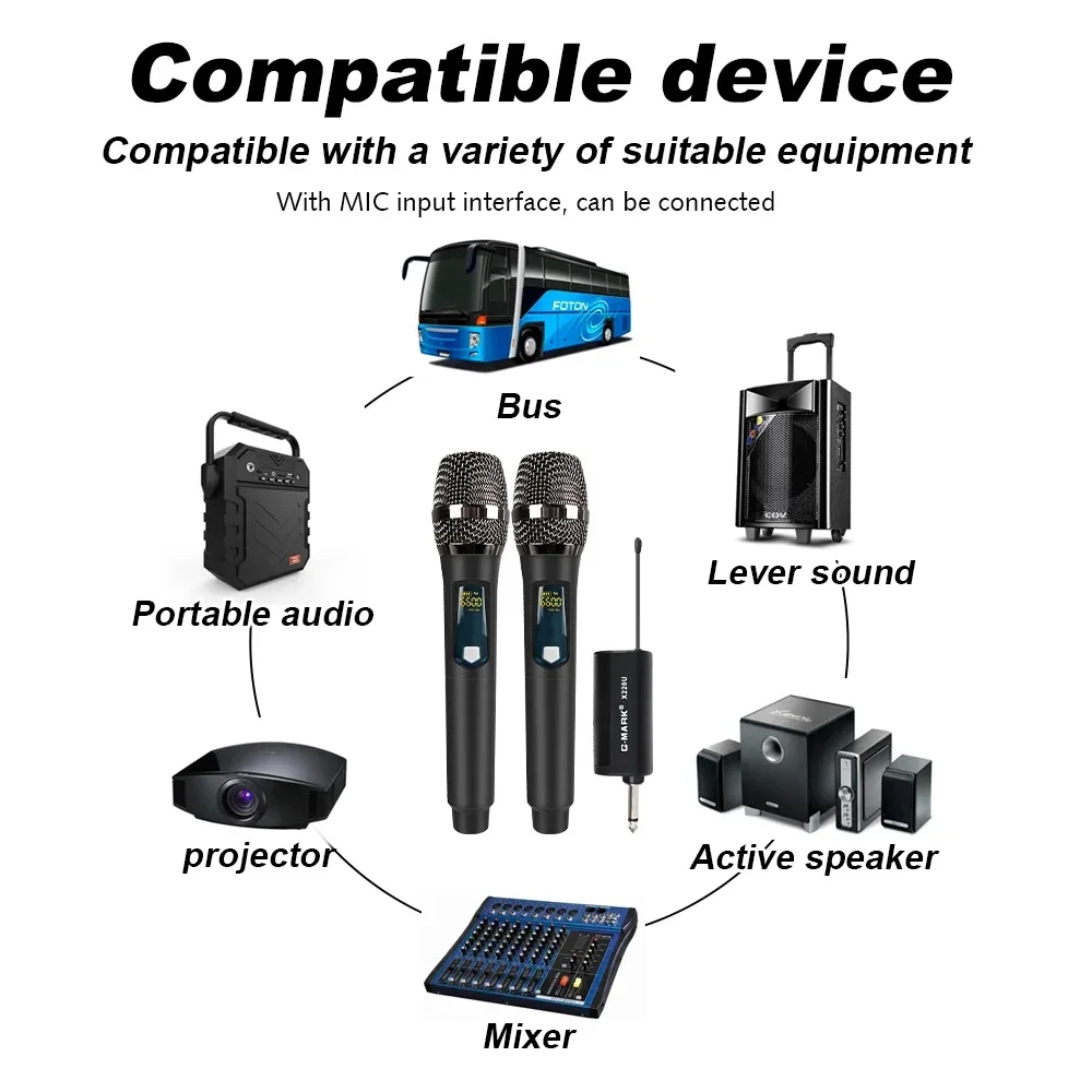 ميكروفون ديناميكي ، قابل للتعديل ، تردد UHF ، inalambico ، استوديو محترف