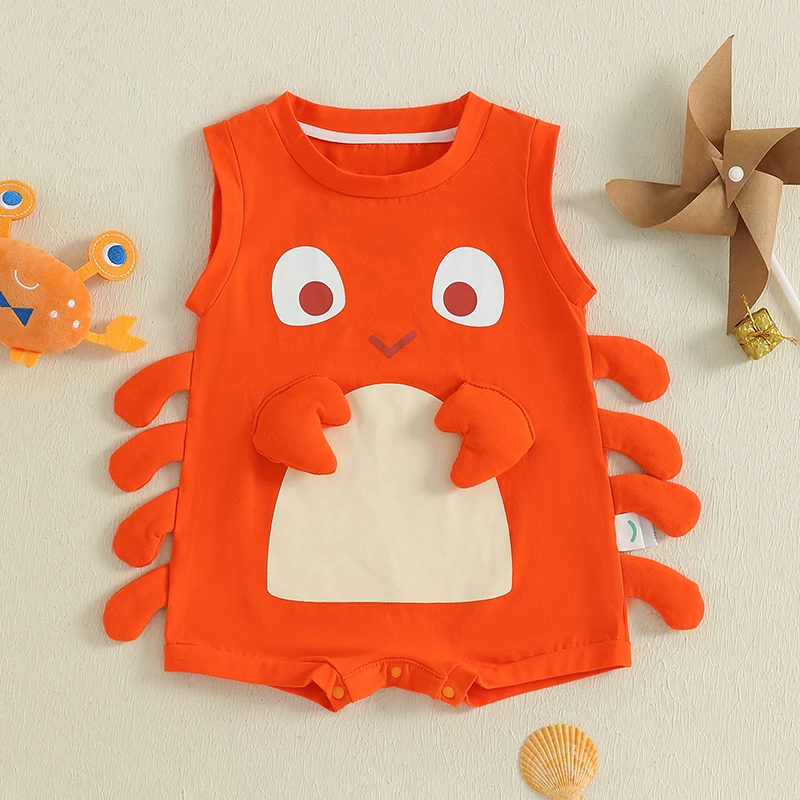 

Baby Boy Girl Romper Summer Sleeveless Crew Neck Lobster Bodysuit Newborn Infant Full moon My 1st Birthday Photography costumes
