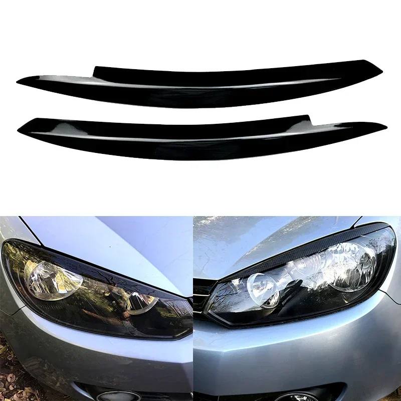 1 Pair Car Headlamp Brow For VW Golf 6 2009-2012 Headlight Header Sticker Exterior Modification