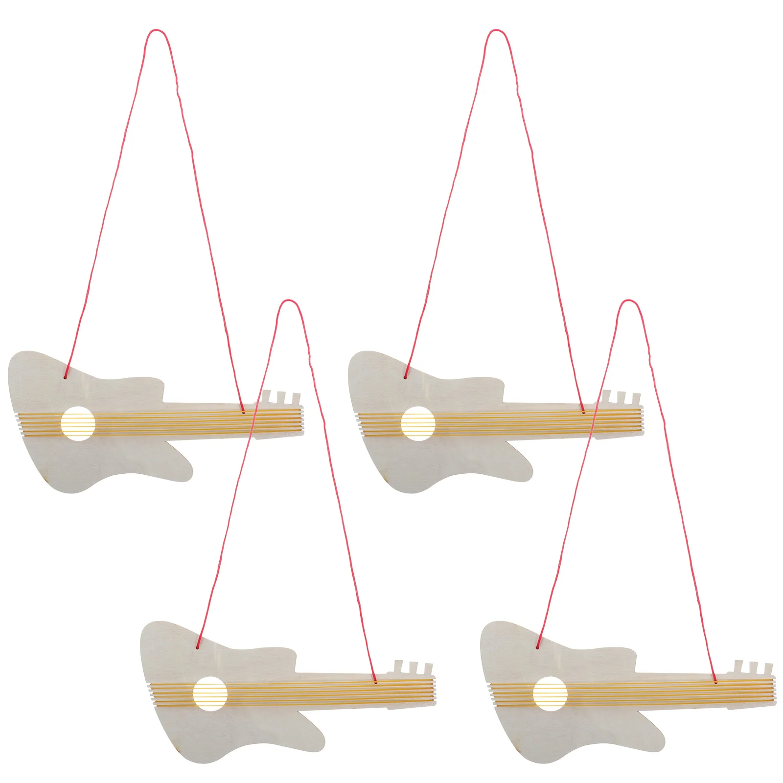 4Sets DIY Wooden Guitar Kids Unfinished Blank Wood Guitar Painting Craft Music Instrument Kindergarten Art Project