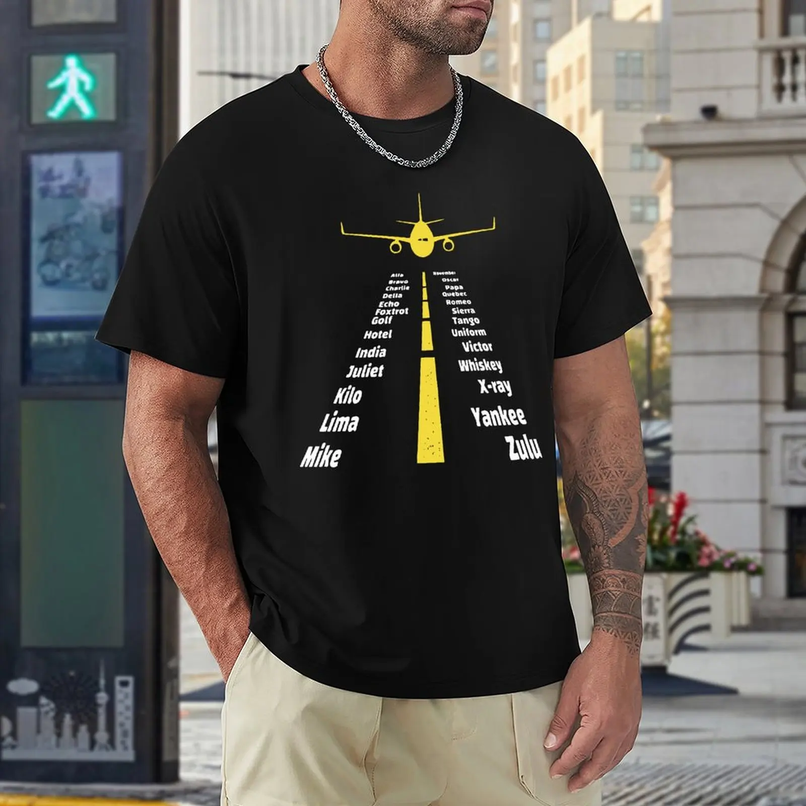 表音アルファベット飛行機グラフィック Tシャツメンズコットンおかしい Tシャツヴィンテージパイロット Tシャツ半袖夏