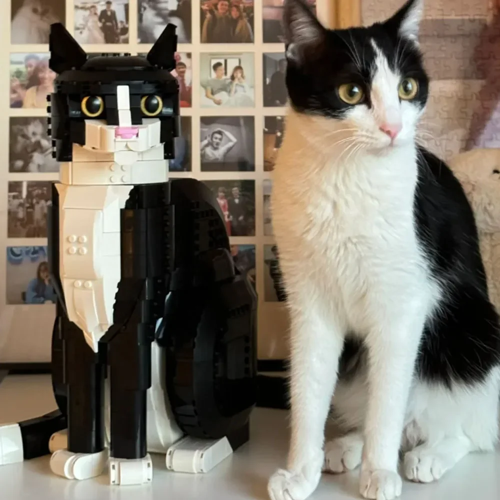 MOC-décennie s de construction de chat smoking, dessin animé créatif, jouet d'assemblage d'animaux, bricolage, jouets de puzzle, cadeau, nouveau, 1710, 21349 pièces