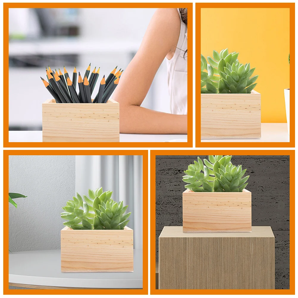 

3 Pcs Storage Boxes Craft Small Wood Crate Containers Unfinished Beige Organizer