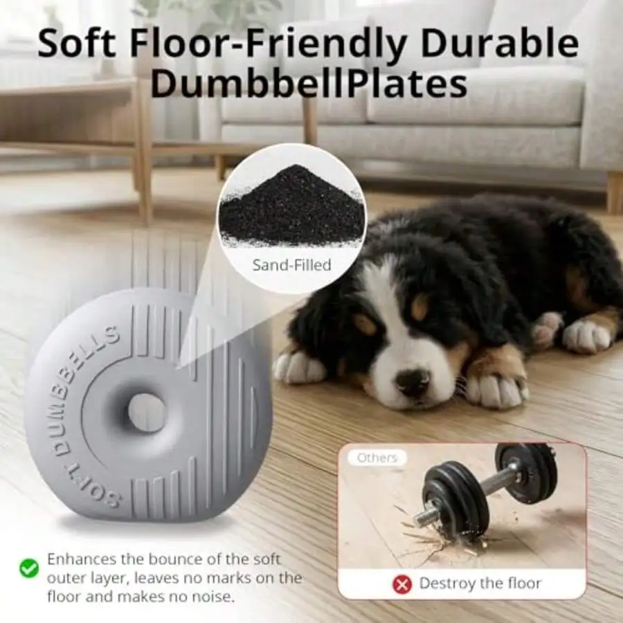 Adjustable Dumbbell Set 22lb///S Free Weights And Connector, Convert To Barbell, Kettlebells, All Floor Friendly Soft-Shell Dumb