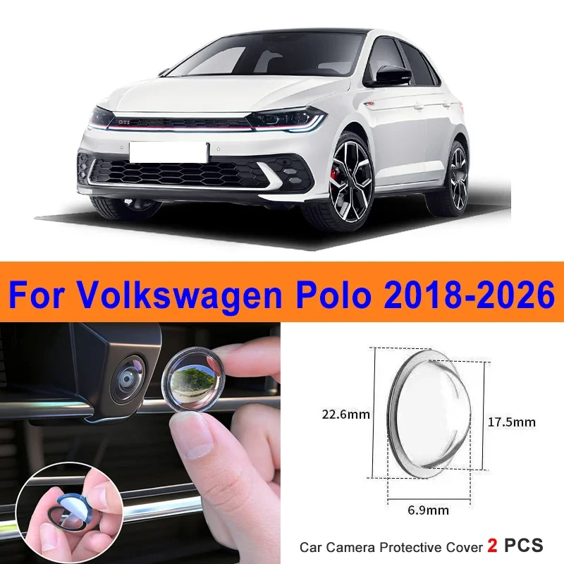 

360 Reverse Image Car Camera Cover Anti-Scratch PC Lens Protector Stickers For Volkswagen Polo 2018-2026 2Pcs