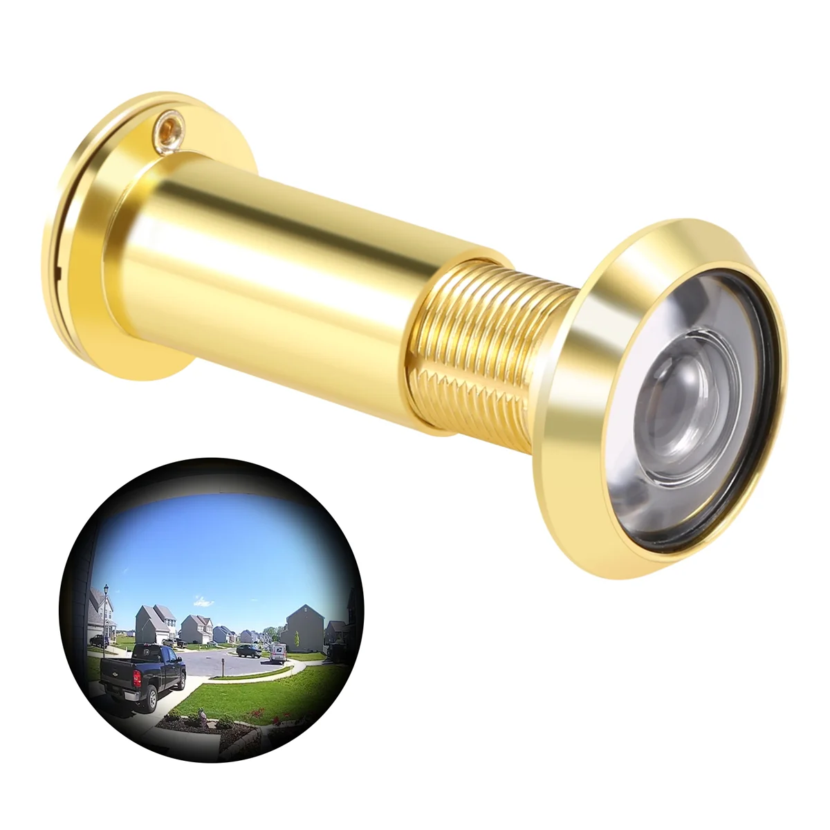 200 Degree Retractable 36-58mm Security Door Viewer Peephole Peep Hole Spyhole + Cover, Gold