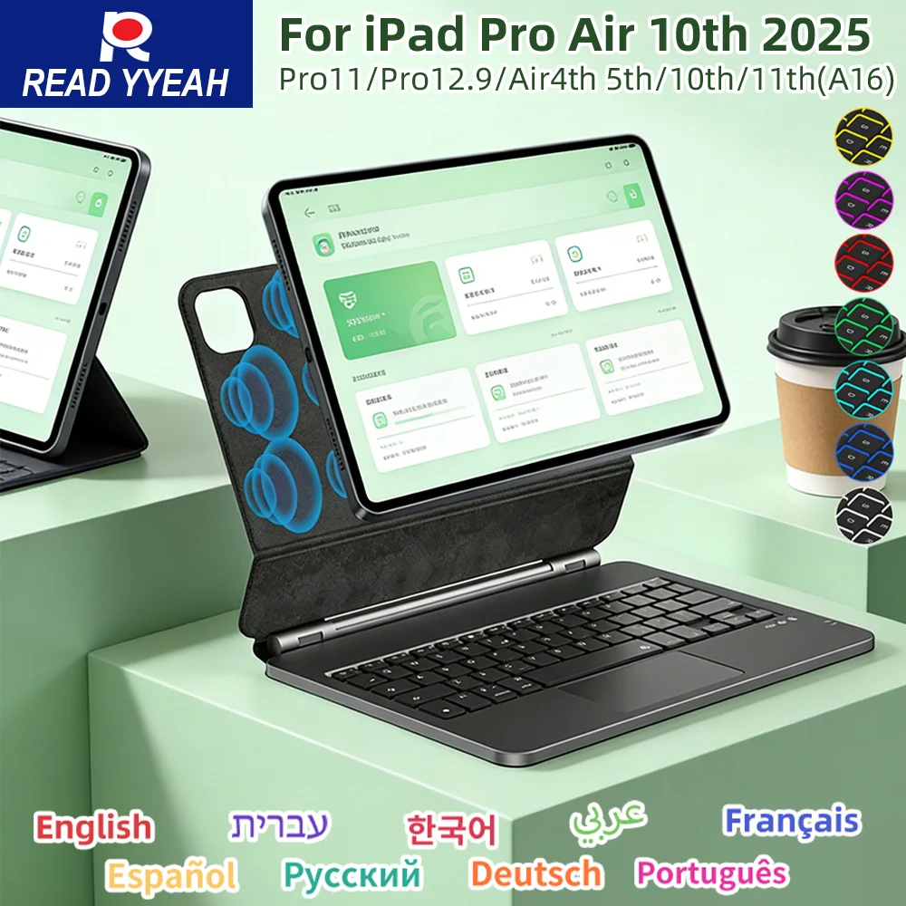 

Клавиатура Magic Keyboard для iPad a16, беспроводная Bluetooth-клавиатура для iPad Air 4, 5, 10.9 дюймов, Pro 11, 12.9, 13, аксессуары для iPad, Smart Cover