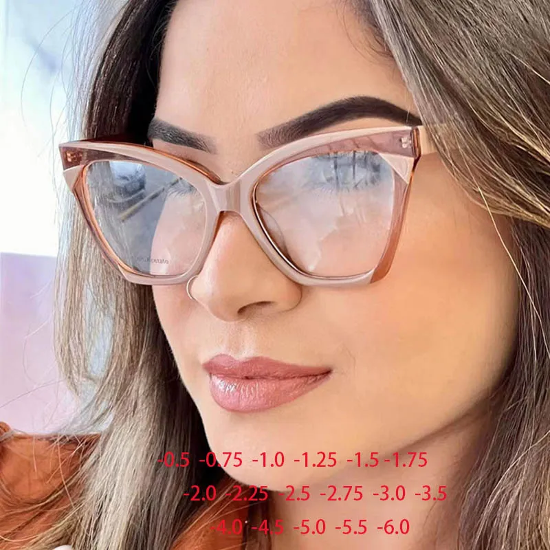 Oversize Cat Eyes Square Frame Clear Lens Glasses TR90 Women Myopia Nerd Spectacles Degree -0.5 -1.0 -2.0 -3.0 -4.0 to -6.0