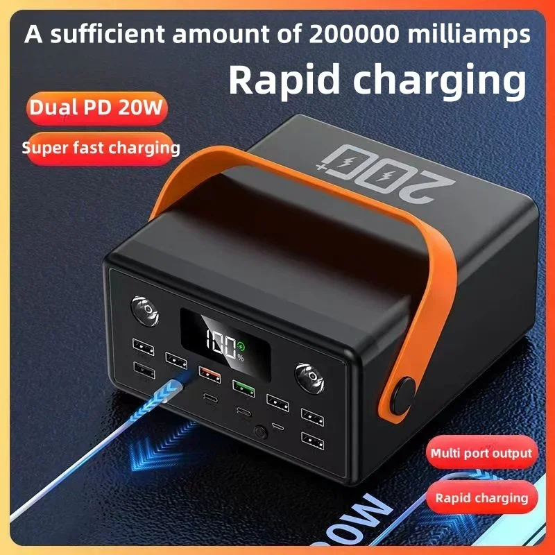 20000 mAh ultra large power bank ultra fast charging PD dual flash charging mobile power supply LED battery display screen