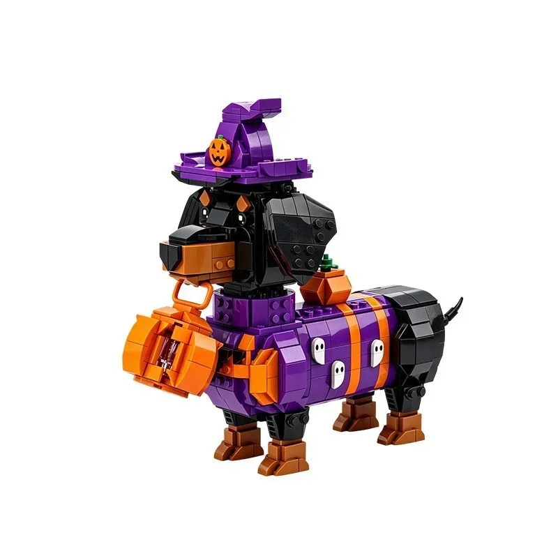 Halloween Dog Building Blocks Pet Animal Brick Figure DIY Puzzle Model Toy Cute Puppy Bricks Birthday Gift