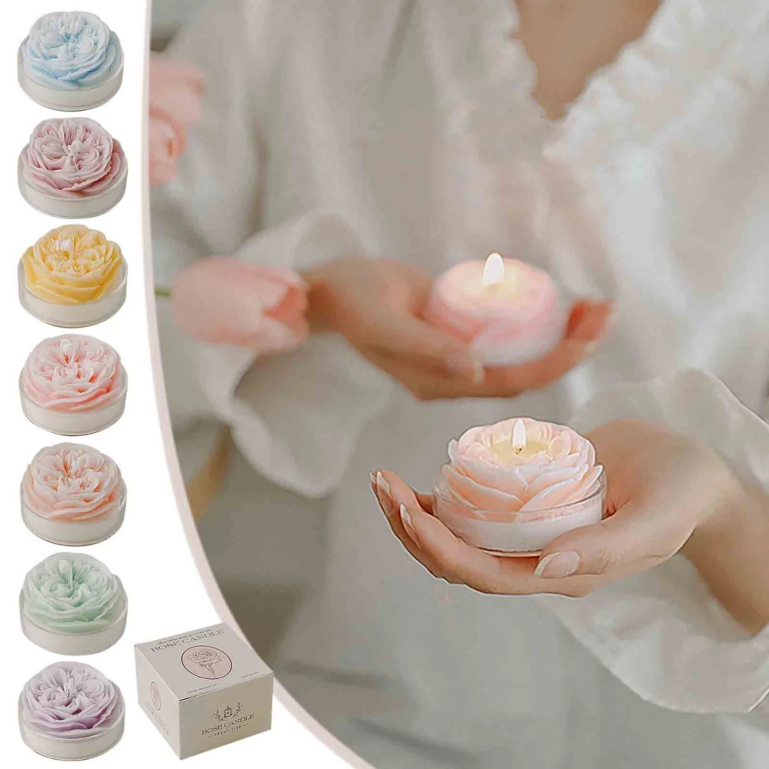 Candela profumata con fiori, candela a forma di rosa, atmosfera romantica - Regalo di San Valentino