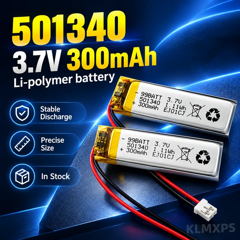 501340 300mAh 3.7V Li-Po Battery with PCM, 501440 Lithium Polymer Battery for Bluetooth Headset Point Reading Capacitive Pen