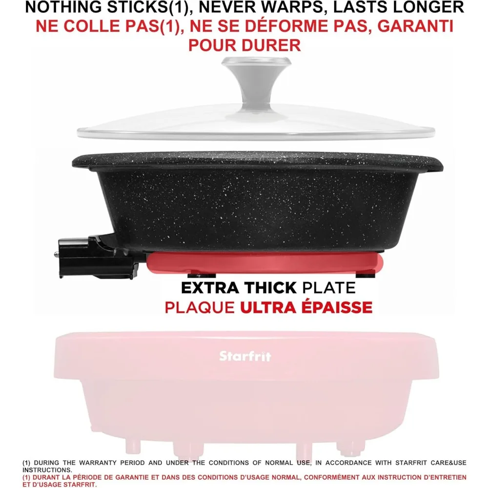 Der doppelseitige elektrische Hot Pot von Rock – 3 l – Rock.Tec Antihaftbeschichtung, variable Temperaturregelung, 1200 W