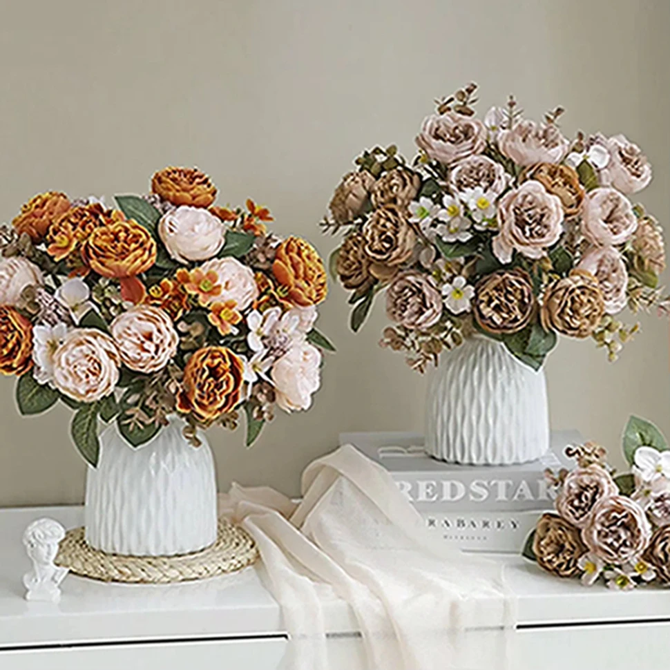 

Artificial Flowers Silk Peony Home Room Wedding Bridal Bouquet Decor Valentine Brooch Outdoor Garden DIY Gifts Box Props Hotsale