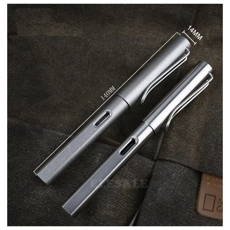 Portable High-End 2-IN-1 Titanium TC4 Tactical Fountain Pen Self Defense Business Writing Pen Outdoor EDC Tool Christmas Gifts