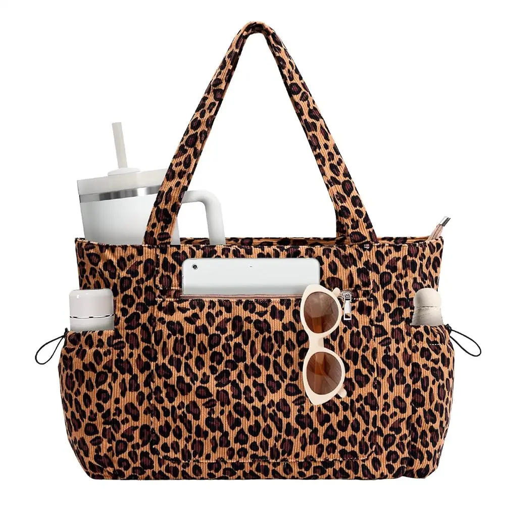 

Tote Bag for Women Large Corduroy Tote Work Bags with Compartments Shoulder Bag Handbag for Travel, Teacher Nurse