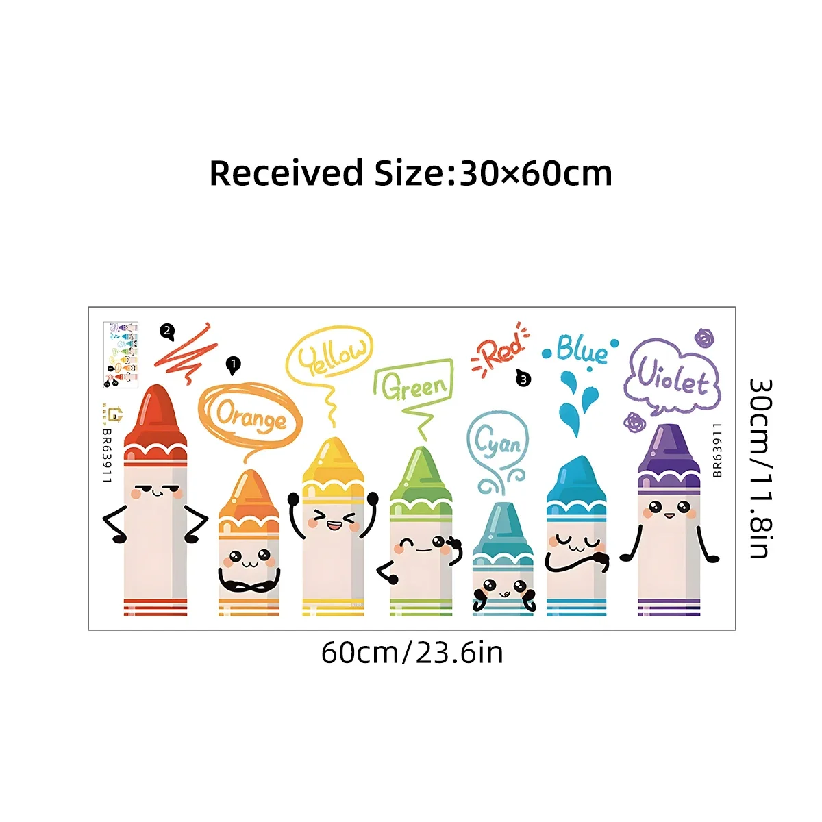 Cartoon Cute Colorful Crayon Pattern Wall Stickers for Kids Room Baby Nursery Bedroom Decoration Living Home Decor Wall Decals