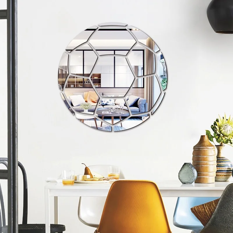 Waterproof Mirror Acrylic DIY Combination Mirror Stickers Tennis Baseball Rugby Volleyball Soccer Self-adhesive Wall Mural Decor