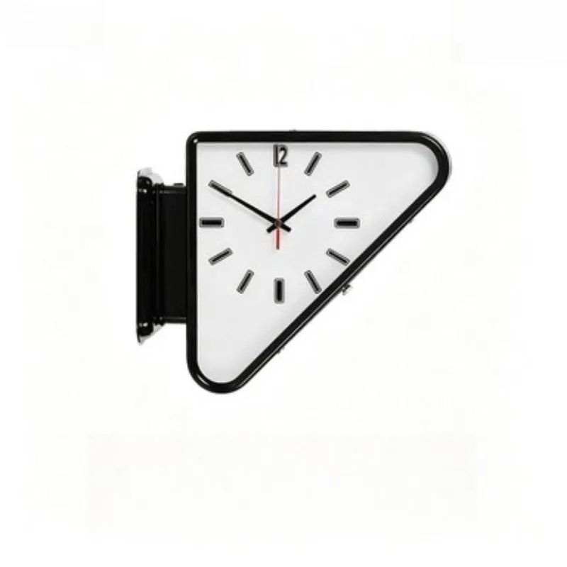 Metal triangular wall clock double-sided design creative simple modern wall clock, special-shaped geometry
